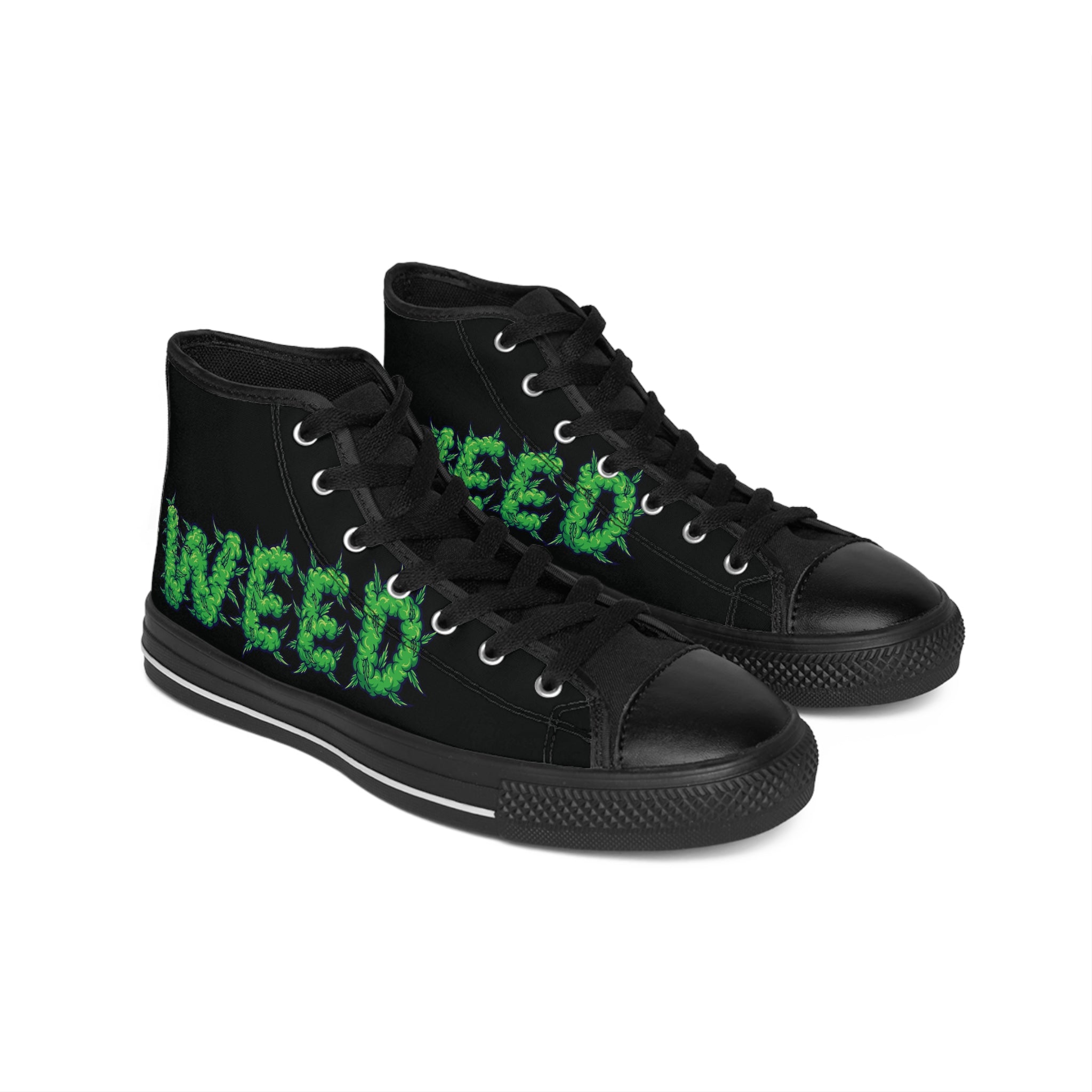 Weed font lettering with smoke effect high-top Classic Sneakers