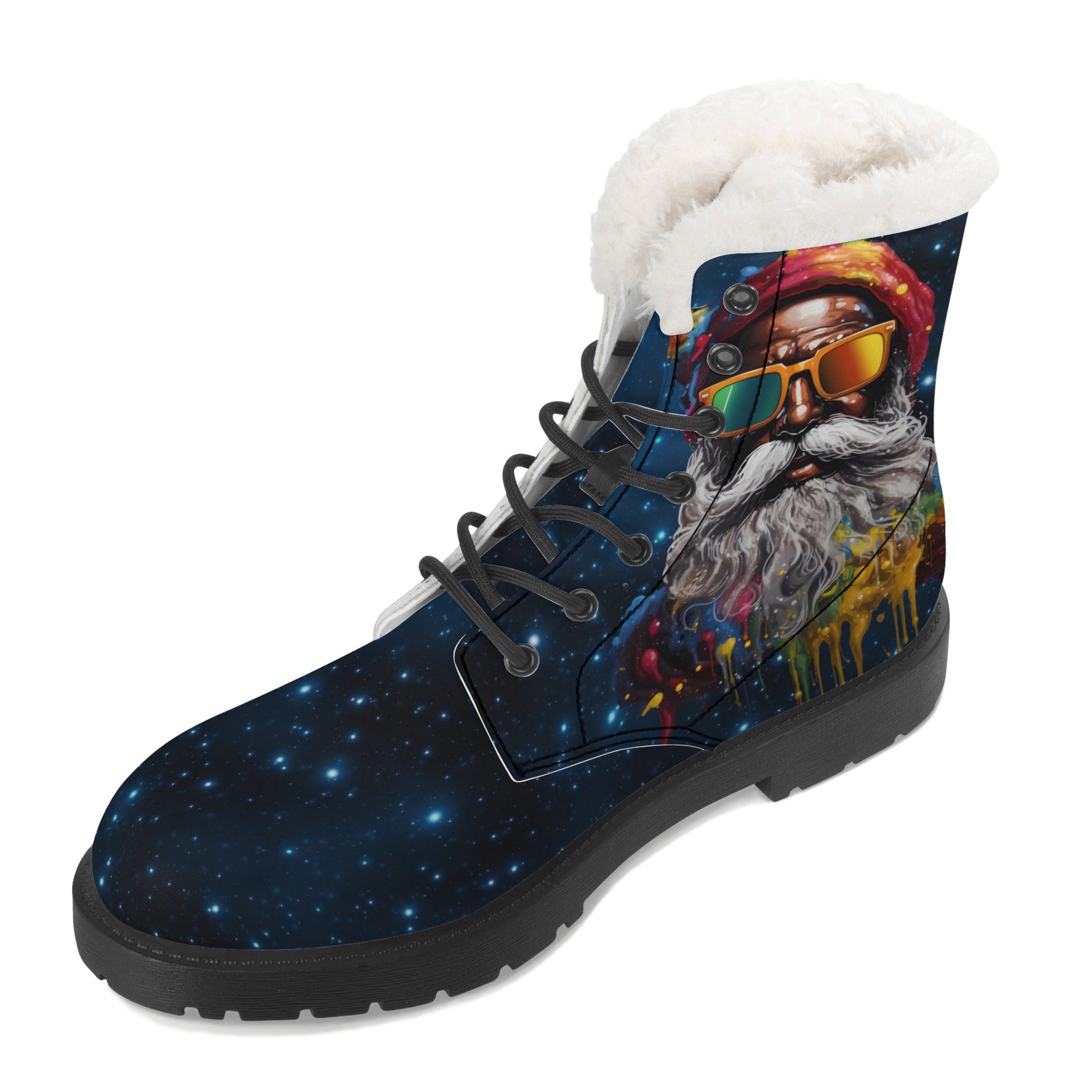 Santa claus women faux fur  Leather Boots