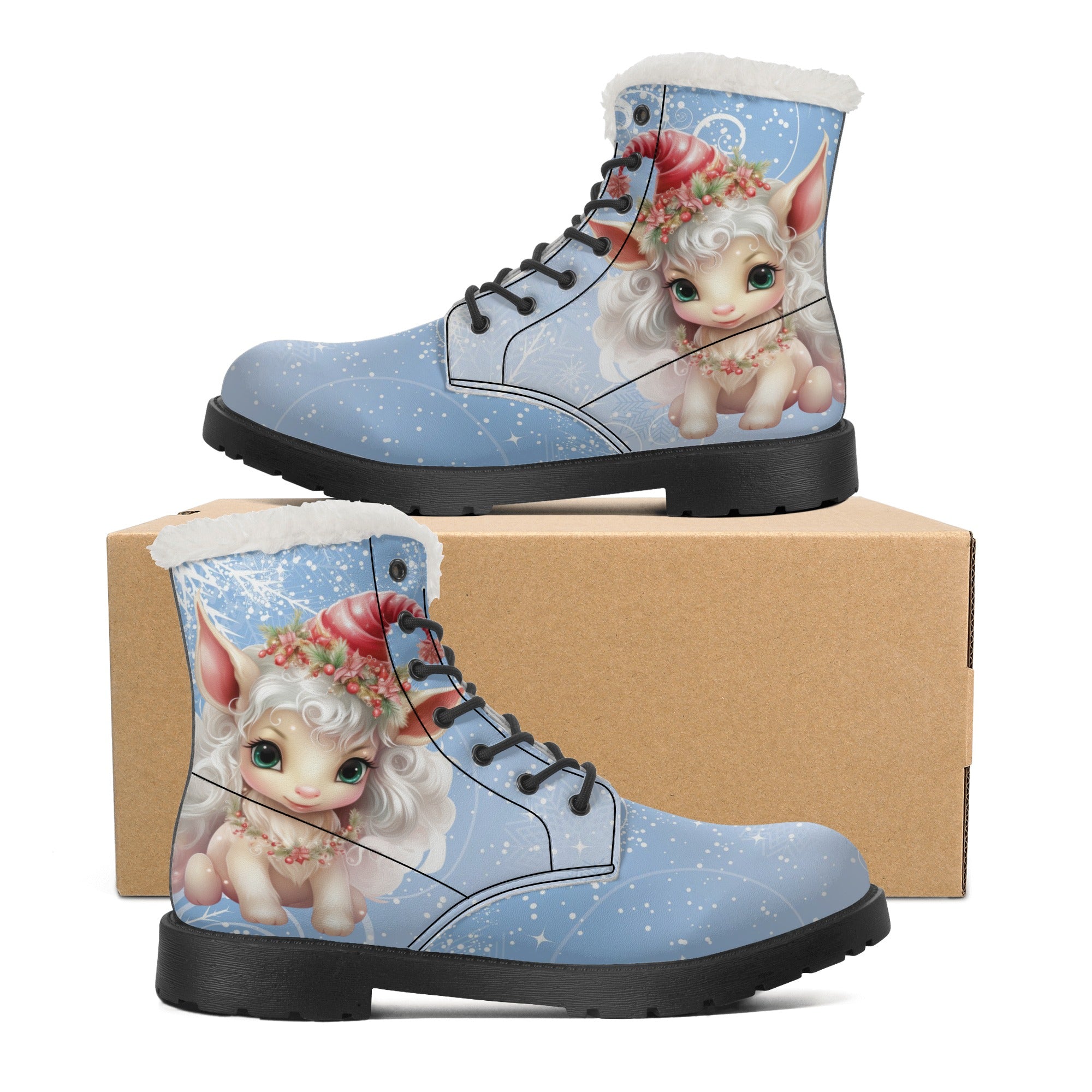 Womens Christmas Unicorn Boots