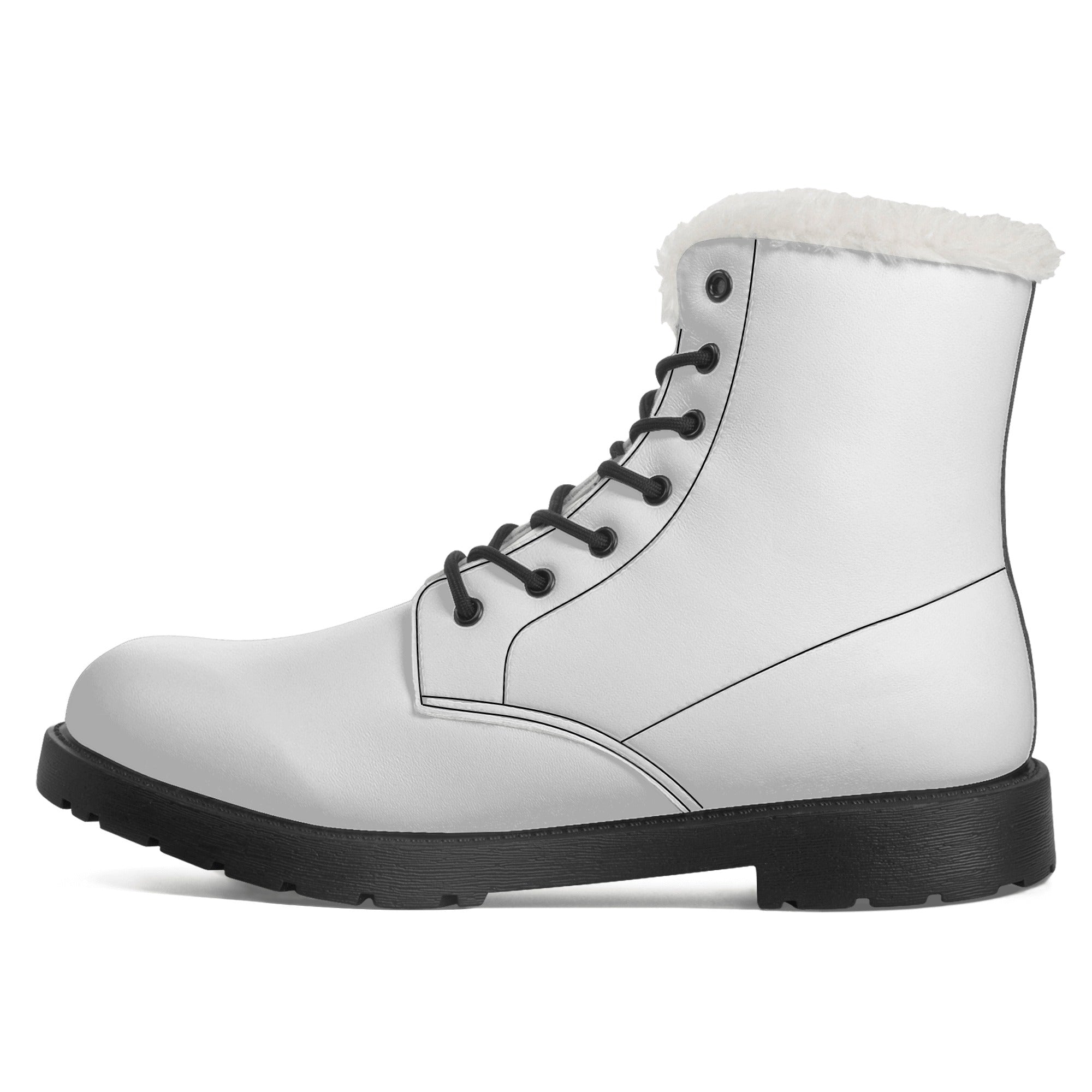 Womens White Faux Fur Leather Boots