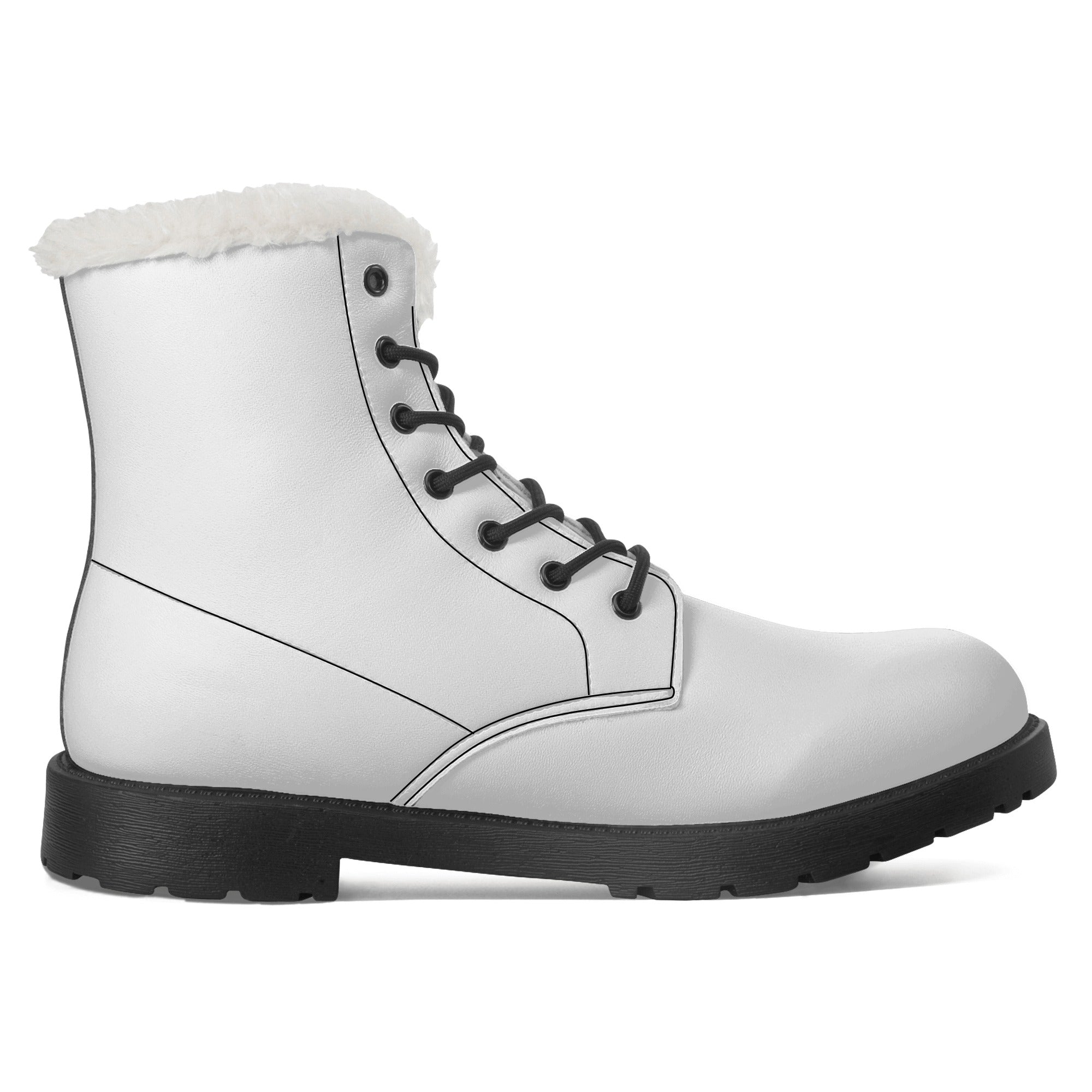 Womens White Faux Fur Leather Boots