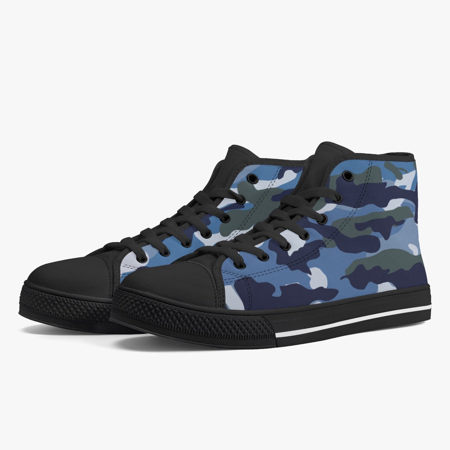 StepUpSneaks Blue-Camouflage Classic High-Top Canvas