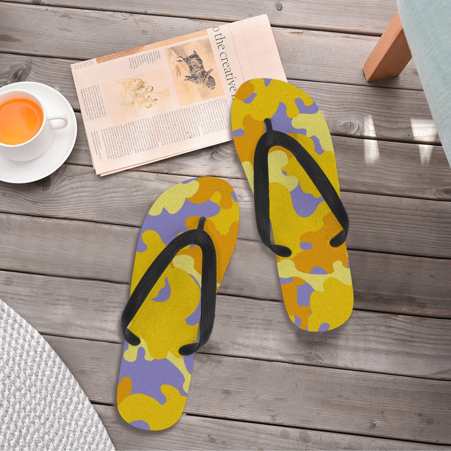 StepUpSneaks Yellow Camouflage Classic Flip Flops P-05