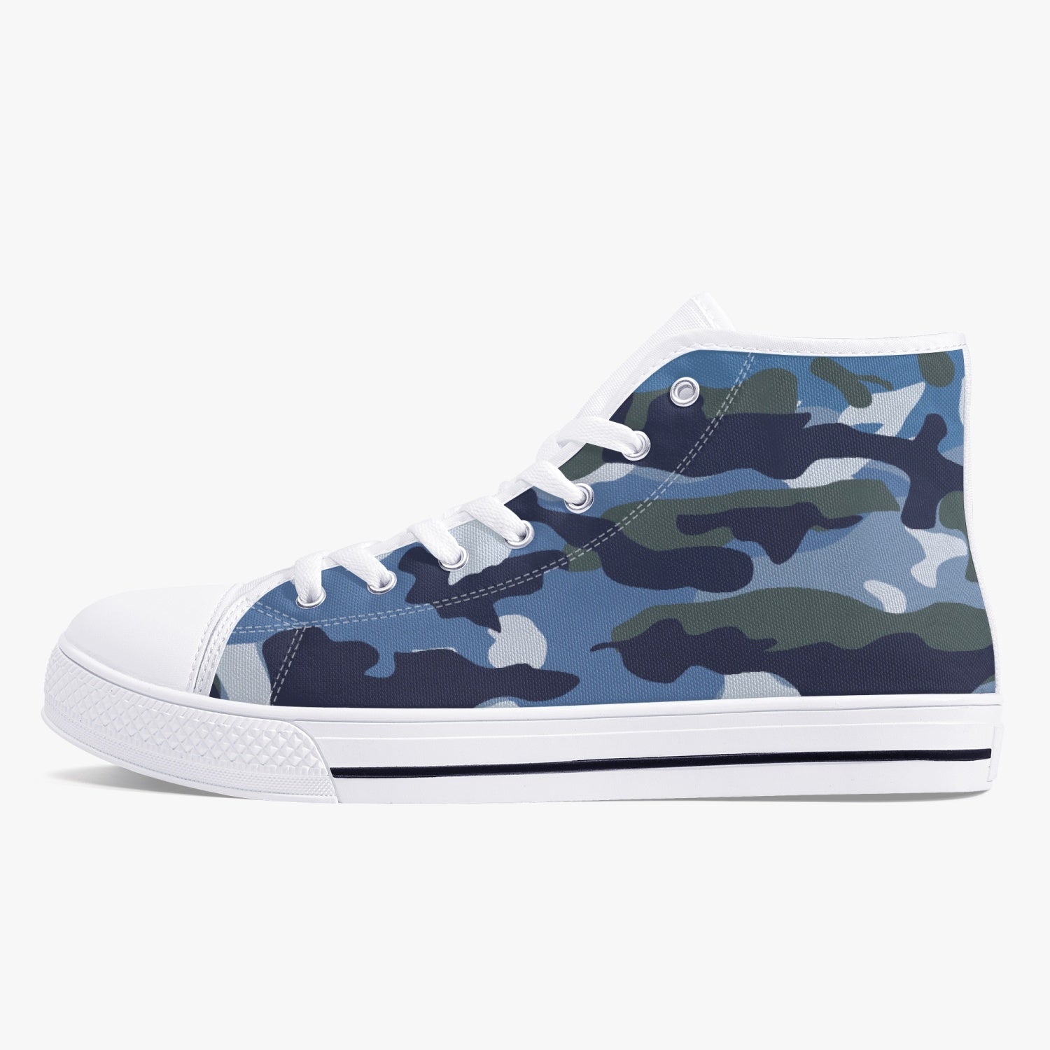 StepUpSneaks Blue-Camouflage Classic High-Top Canvas