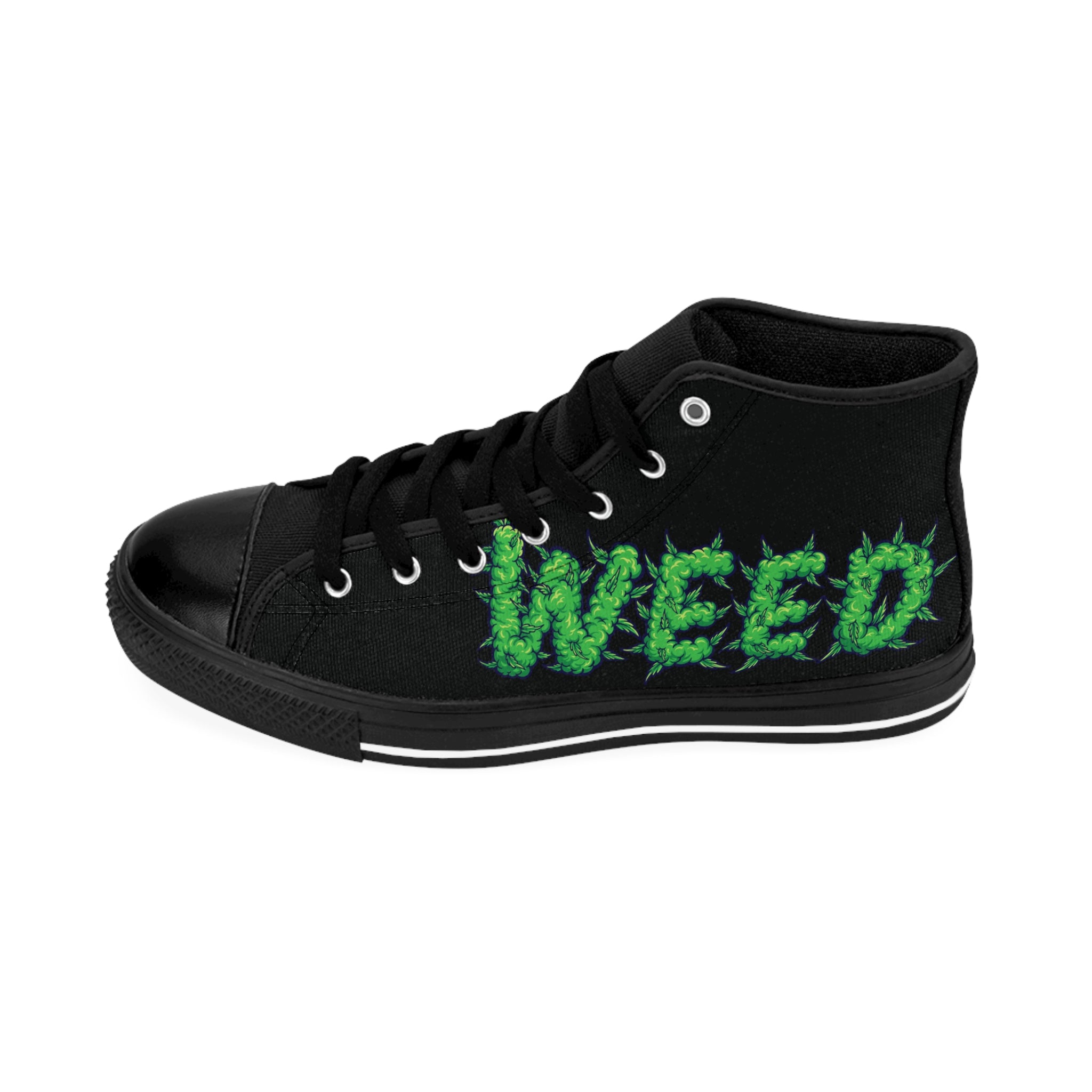 Weed font lettering with smoke effect high-top Classic Sneakers