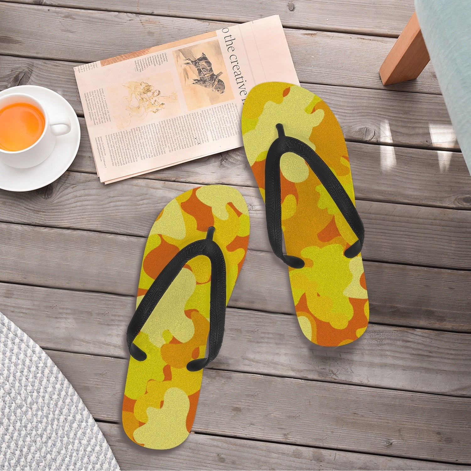 StepUpSneaks Yellow Camouflage Classic Flip Flops P-03