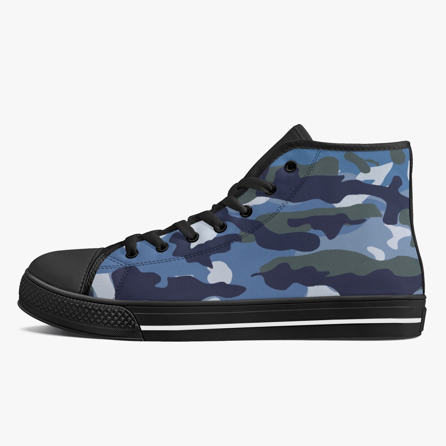 StepUpSneaks Blue-Camouflage Classic High-Top Canvas