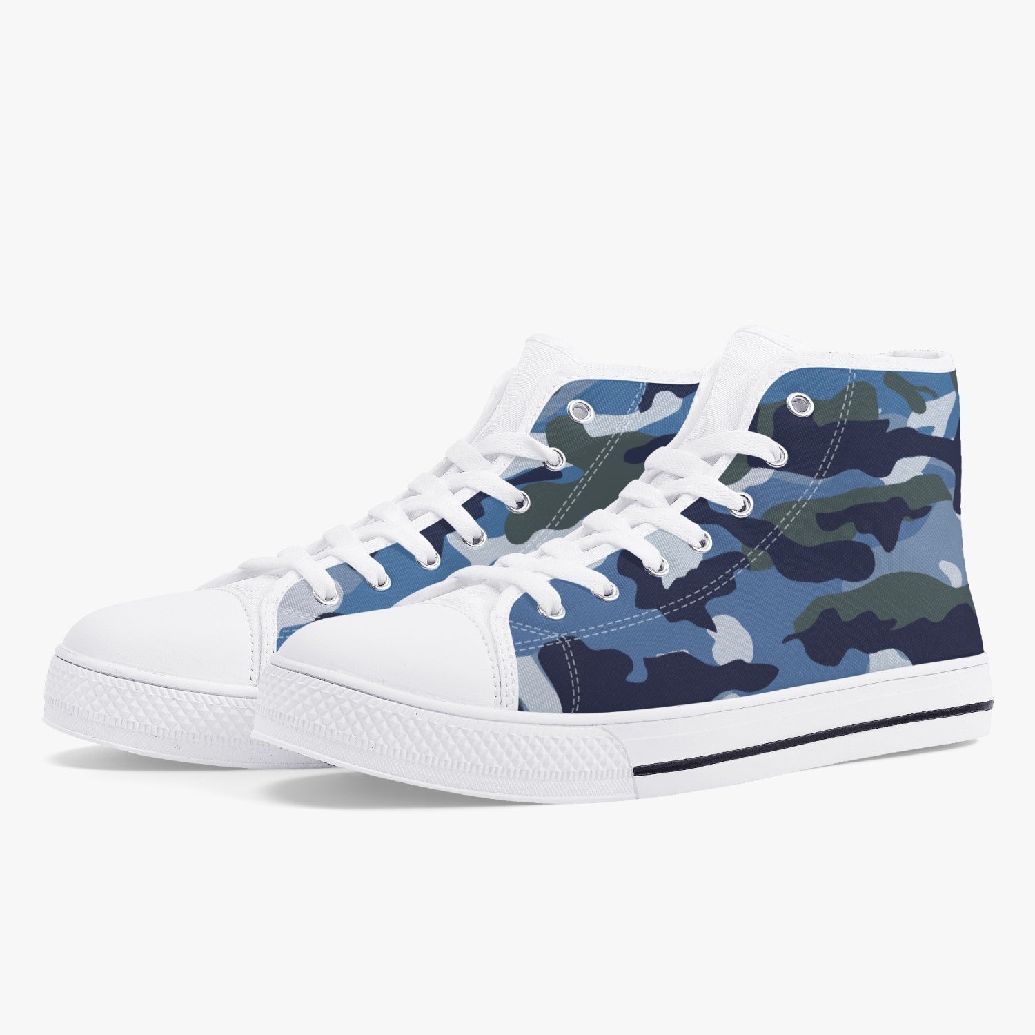 StepUpSneaks Blue-Camouflage Classic High-Top Canvas