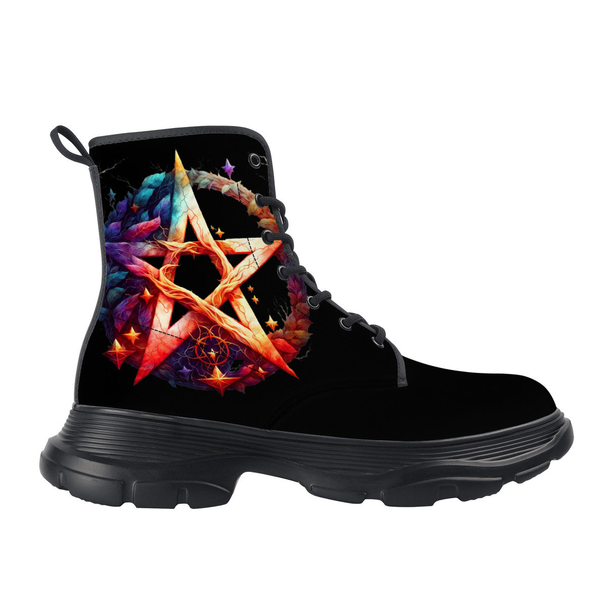 Mystical Pentagram Chunky Boots