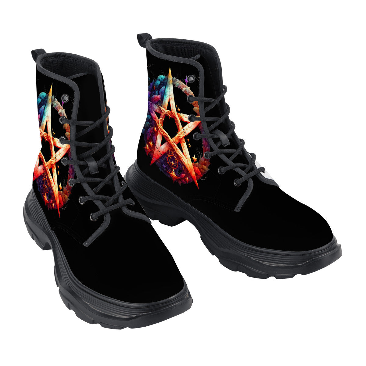 Mystical Pentagram Chunky Boots