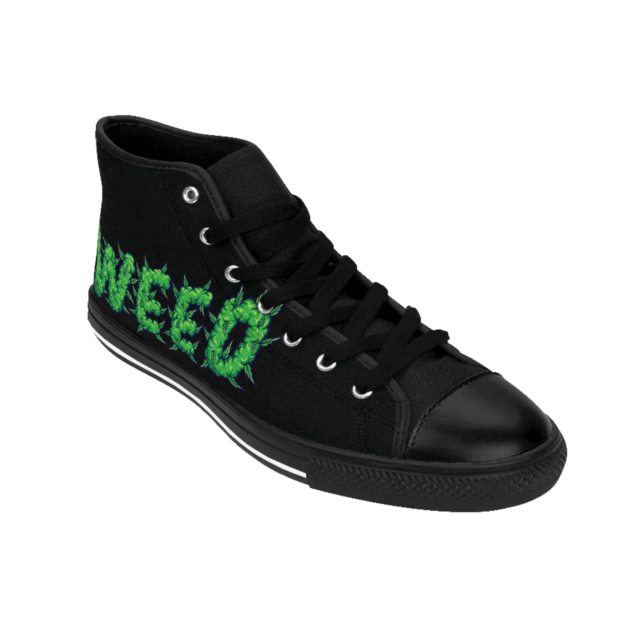 Weed font lettering with smoke effect high-top Classic Sneakers