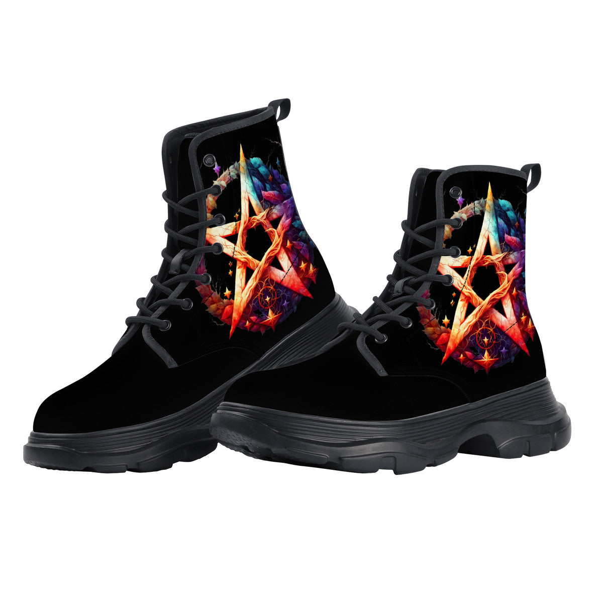 Mystical Pentagram Chunky Boots