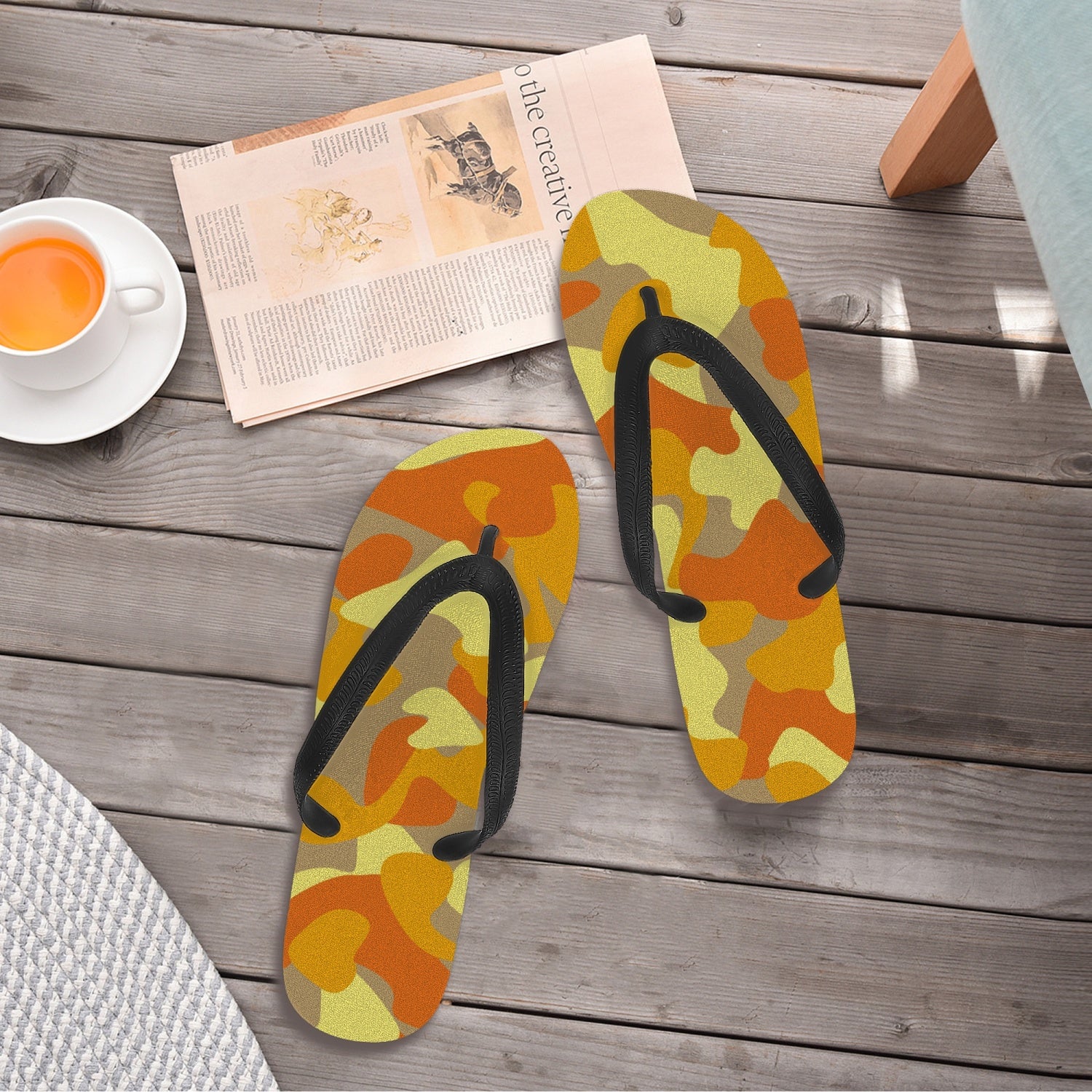 StepUpSneaks Yellow Camouflage Classic Flip Flops P-01