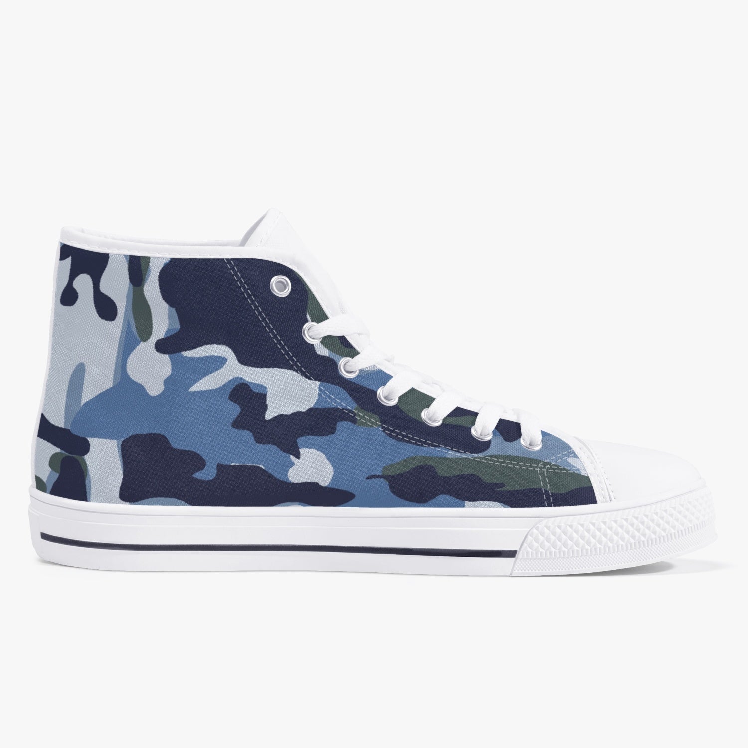 StepUpSneaks Blue-Camouflage Classic High-Top Canvas