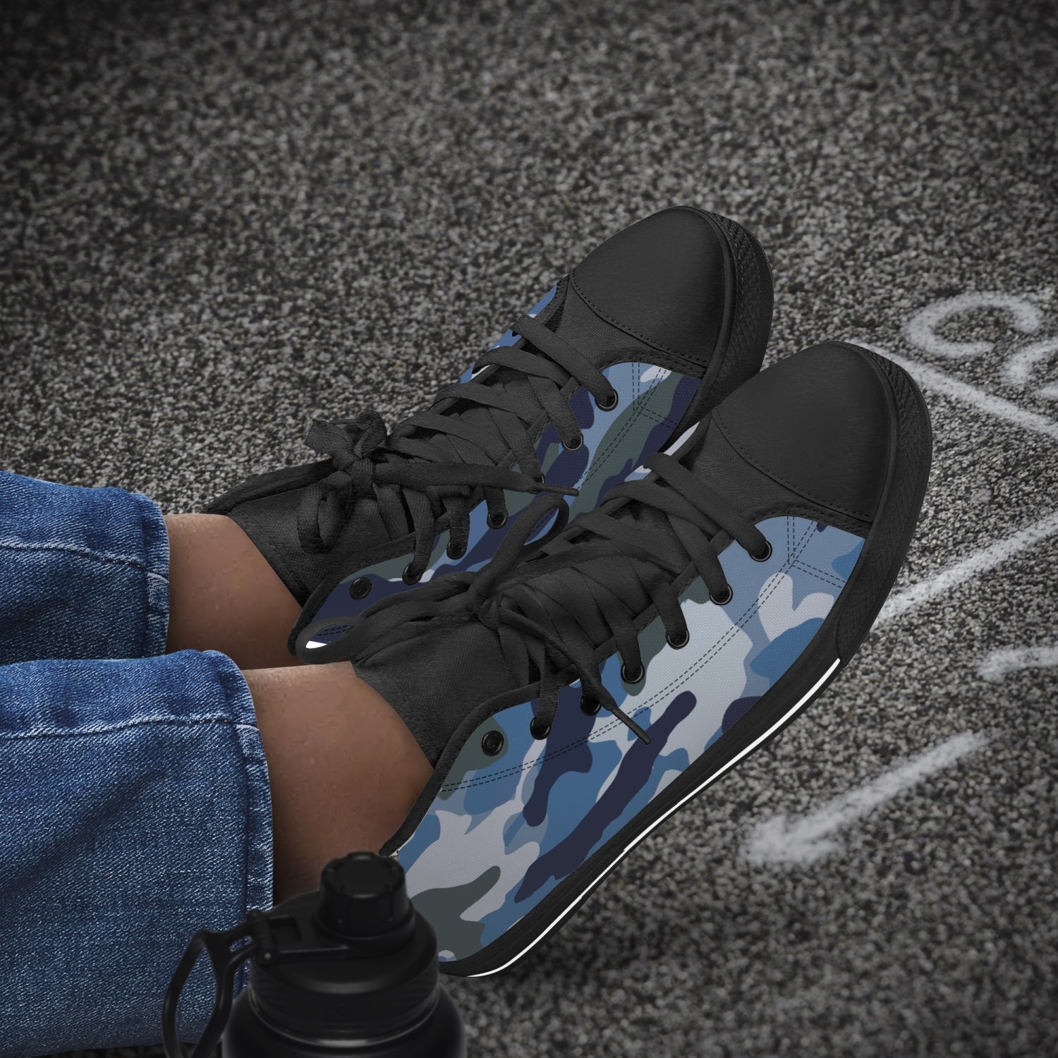 StepUpSneaks Blue-Camouflage Classic High-Top Canvas