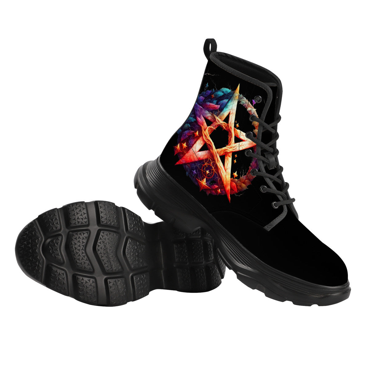 Mystical Pentagram Chunky Boots