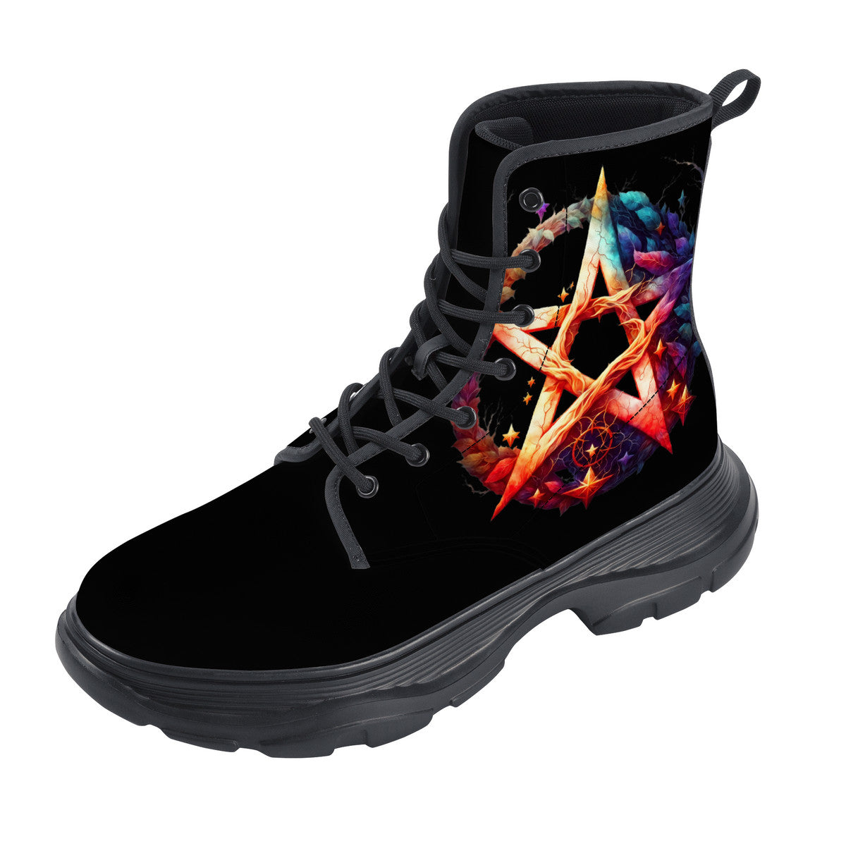 Mystical Pentagram Chunky Boots